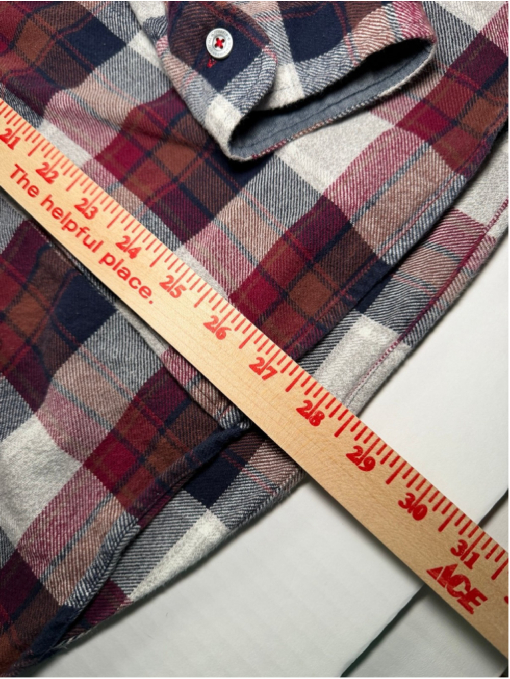 Flag & Anthem red, navy, and off-white plaid flannel sz L #fall #comfy - Picture 4 of 6